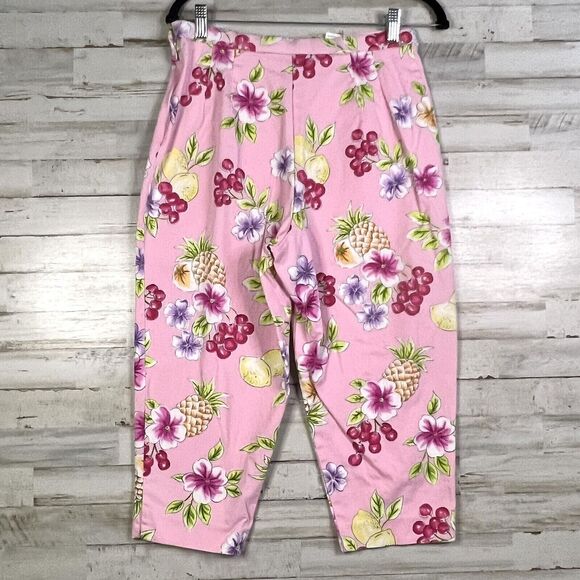 BRIGGS PETITE CAPRI COLORFUL PINK TROPICAL PRINT BEACH SUMMER SIZE 12 - Picture 4 of 9